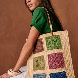 Sezane Francisco Colorful Crochet Tote Bag